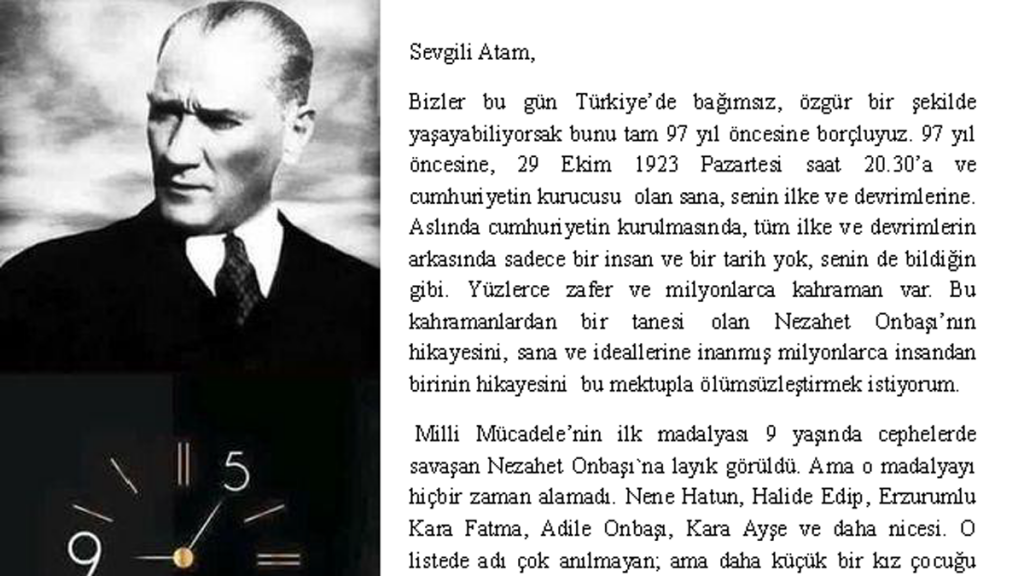 MEF'te zaman daima Atatürk'ü, onun ilke ve devrimlerini gösterir....