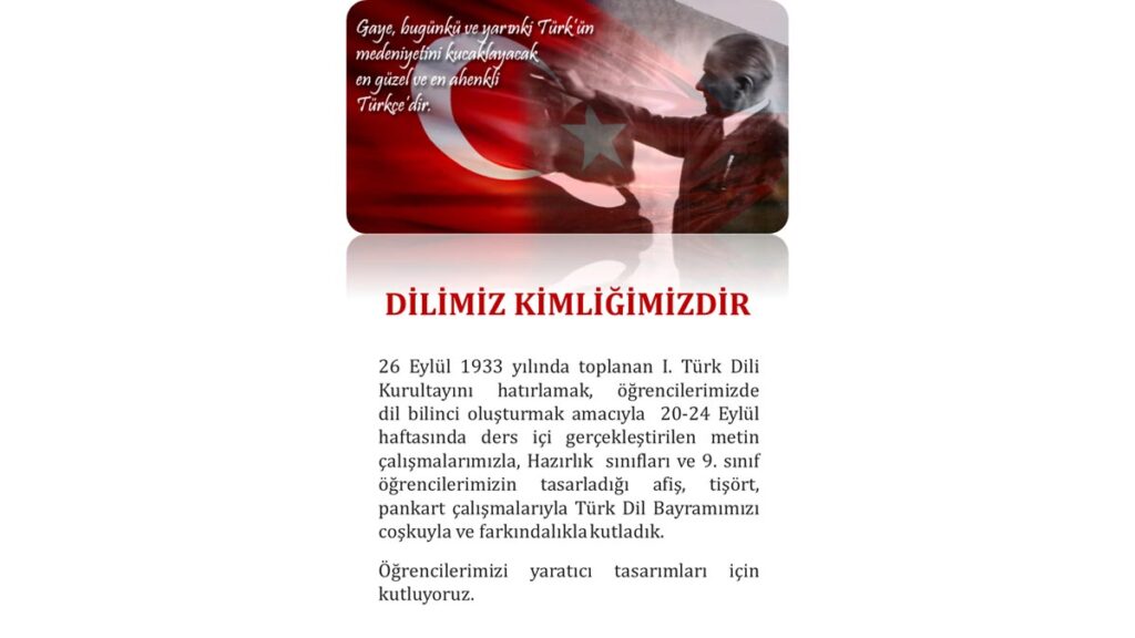 26 Eylül 1933 yılında toplanan I. Türk Dili Kurultayını hatırlamak, öğrencilerimizde...